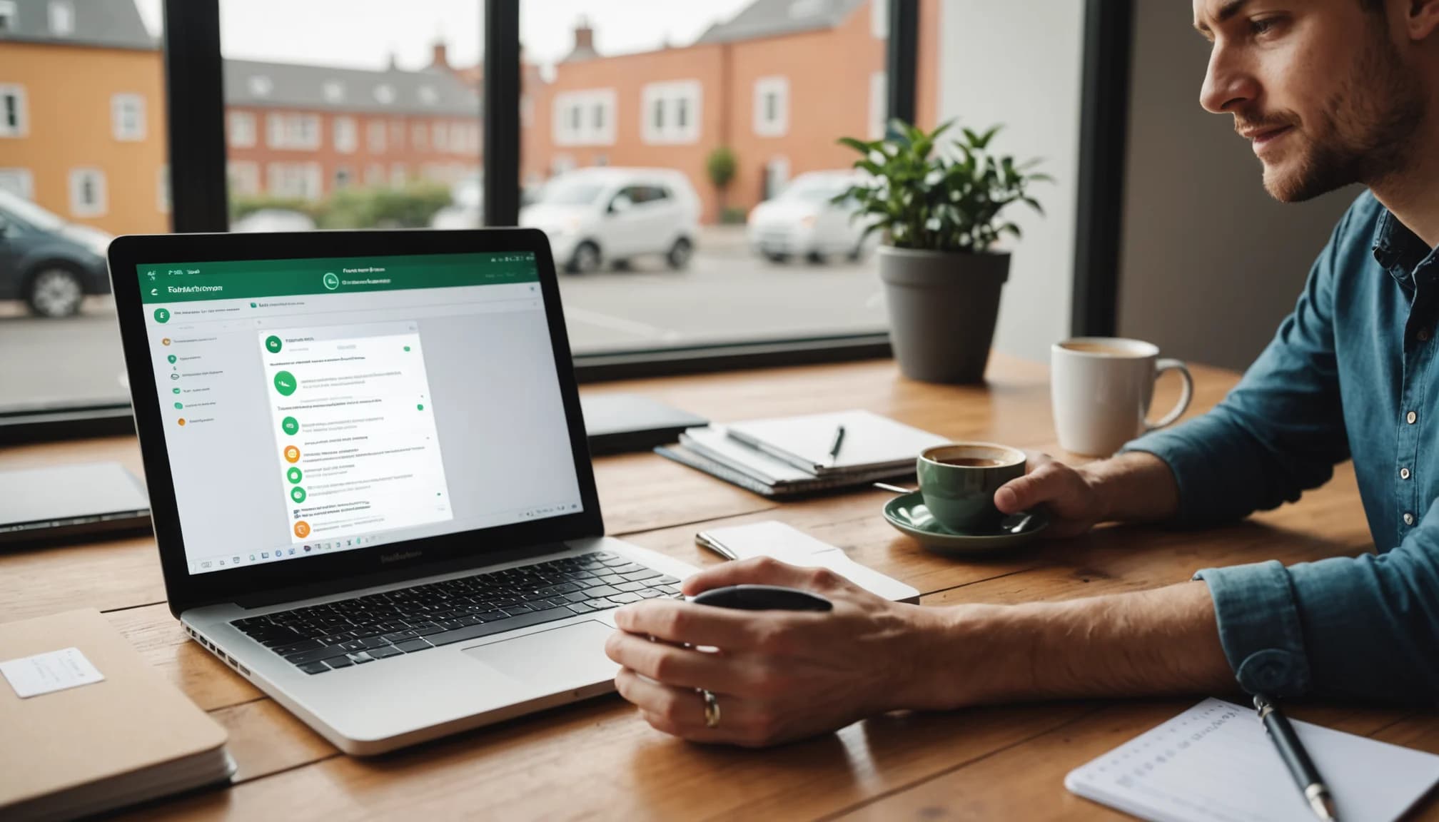 A small business owner using a CRM alternative on a laptop, with WhatsApp messaging visible on a smartphone, showing a Monday CRM alternative setup.