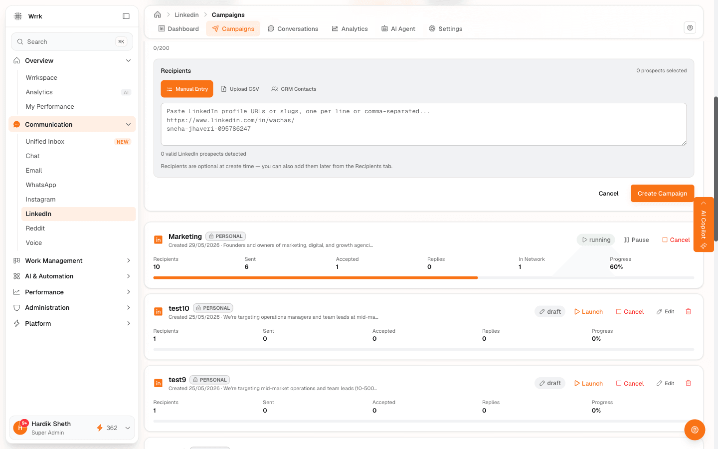 Add recipients to a campaign