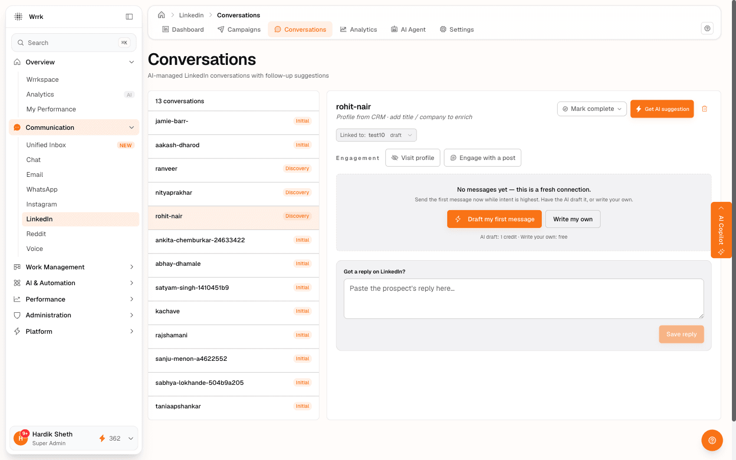 Message your accepted LinkedIn connections