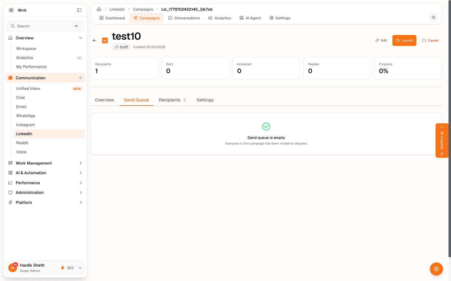 Launch a campaign and send invites