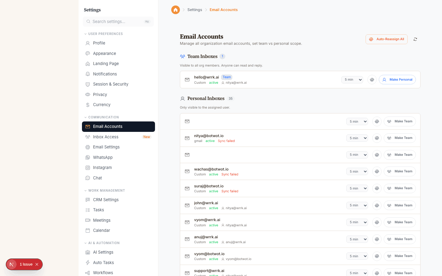 Connecting Email Accounts