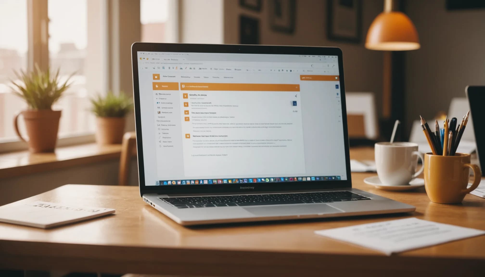 Professional using an AI email assistant on laptop to manage inbox and auto-draft business responses