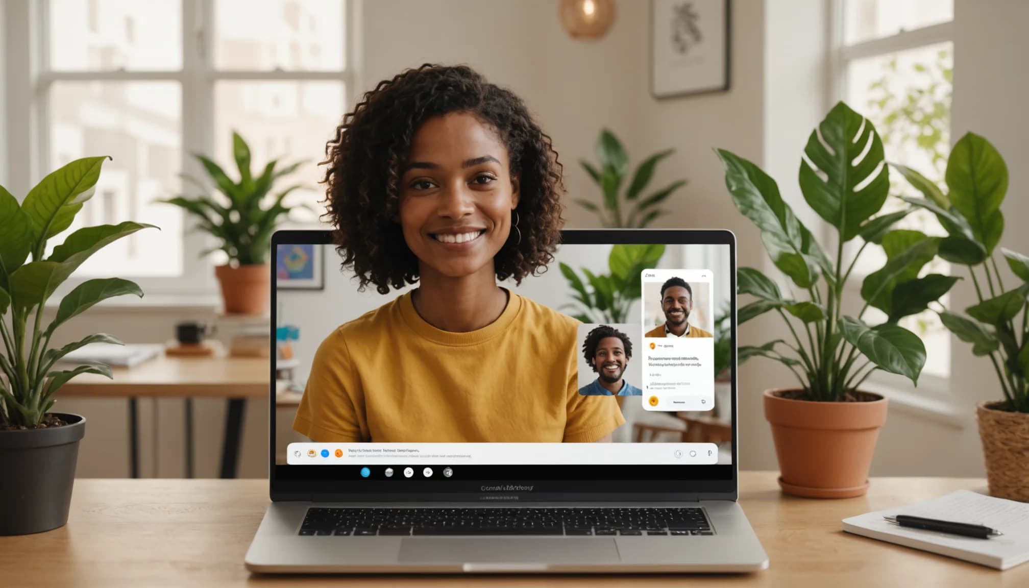 Split view of AI chatbot handling routine inquiry and human agent on video call, showing how AI is changing customer support through hybrid teams.