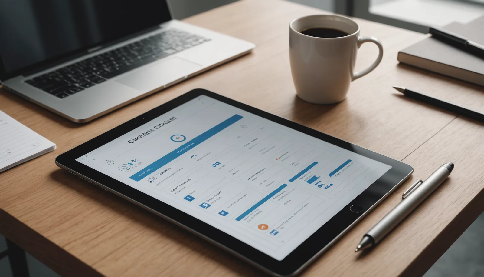 Customer onboarding automation checklist and progress tracking displayed on a tablet screen