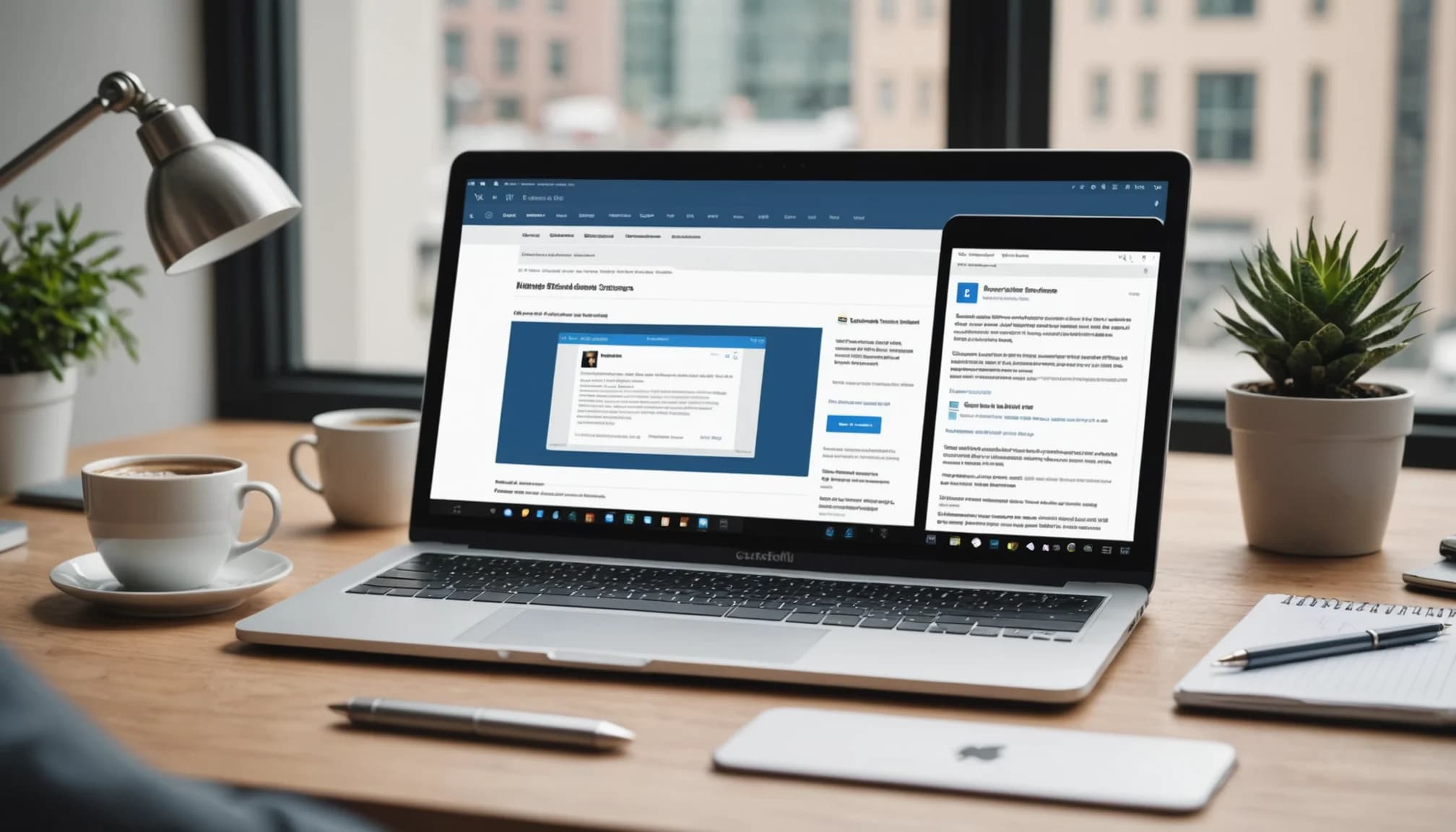 Email campaign template displayed on both laptop and mobile phone to show responsive design for multiple devices