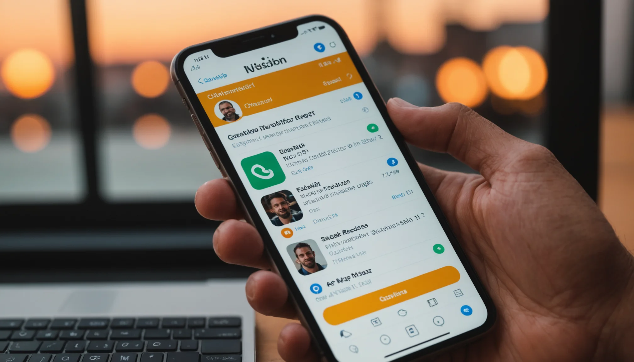 Multi-channel prospecting outreach on phone displaying email, WhatsApp, and LinkedIn messages