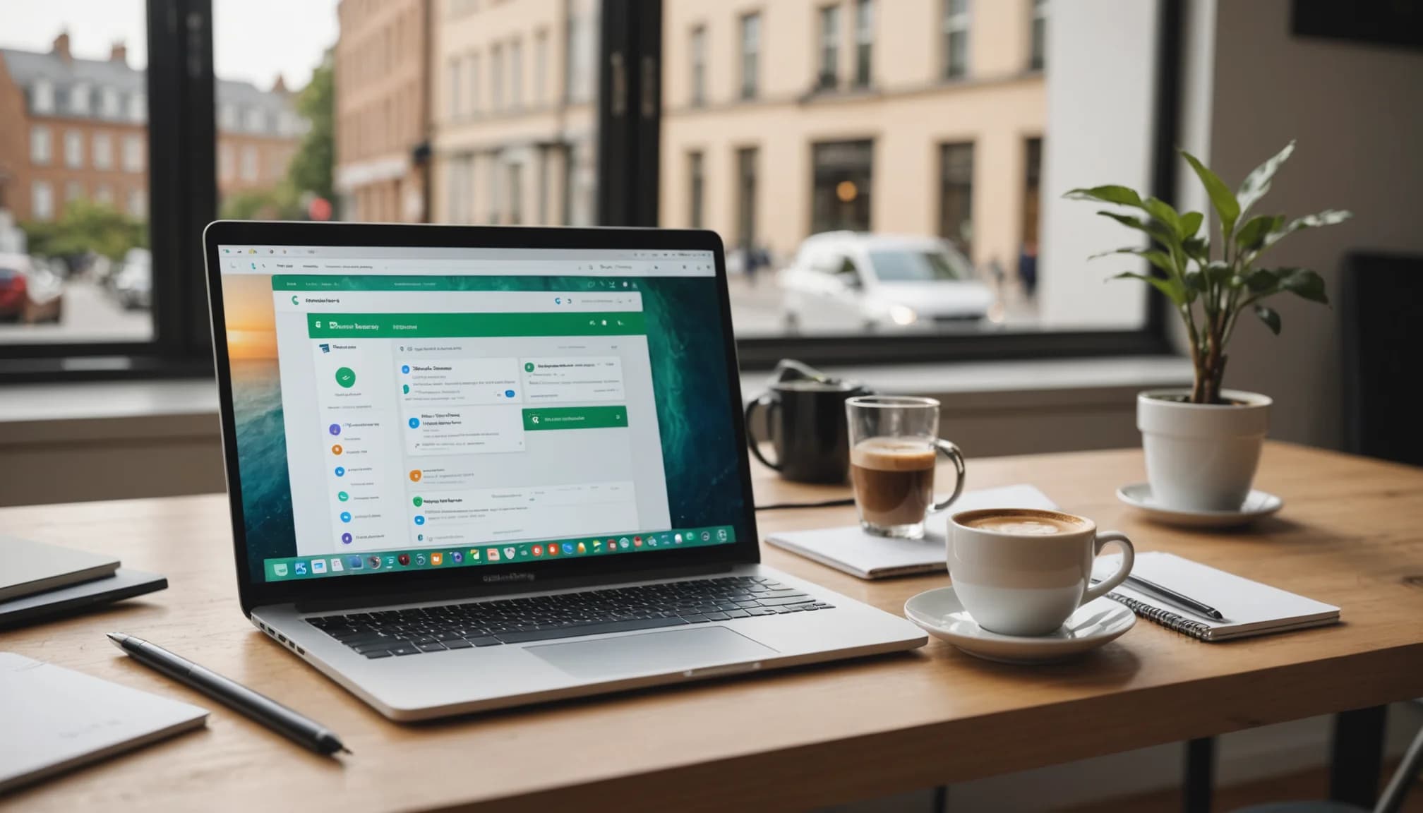Laptop screen showing a unified inbox for business consolidating email, WhatsApp, and Instagram messages into one interface