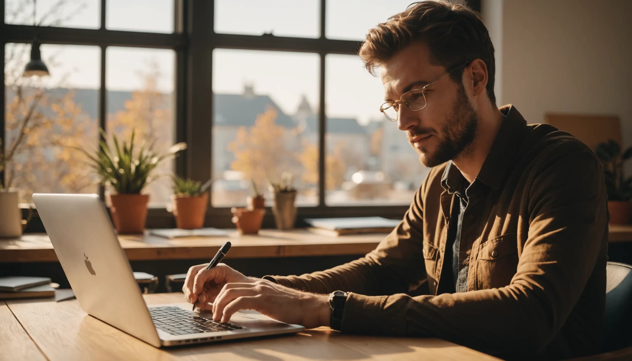 Startup founder working on laptop with customer service software interface, demonstrating a Zendesk alternative for small business teams.
