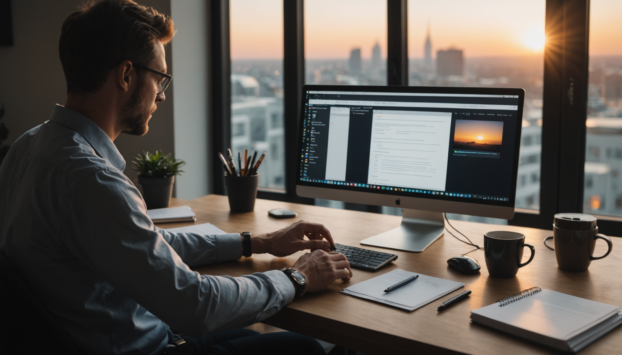 Research and personalization for cold email campaigns: prospect research notes on desktop monitor.