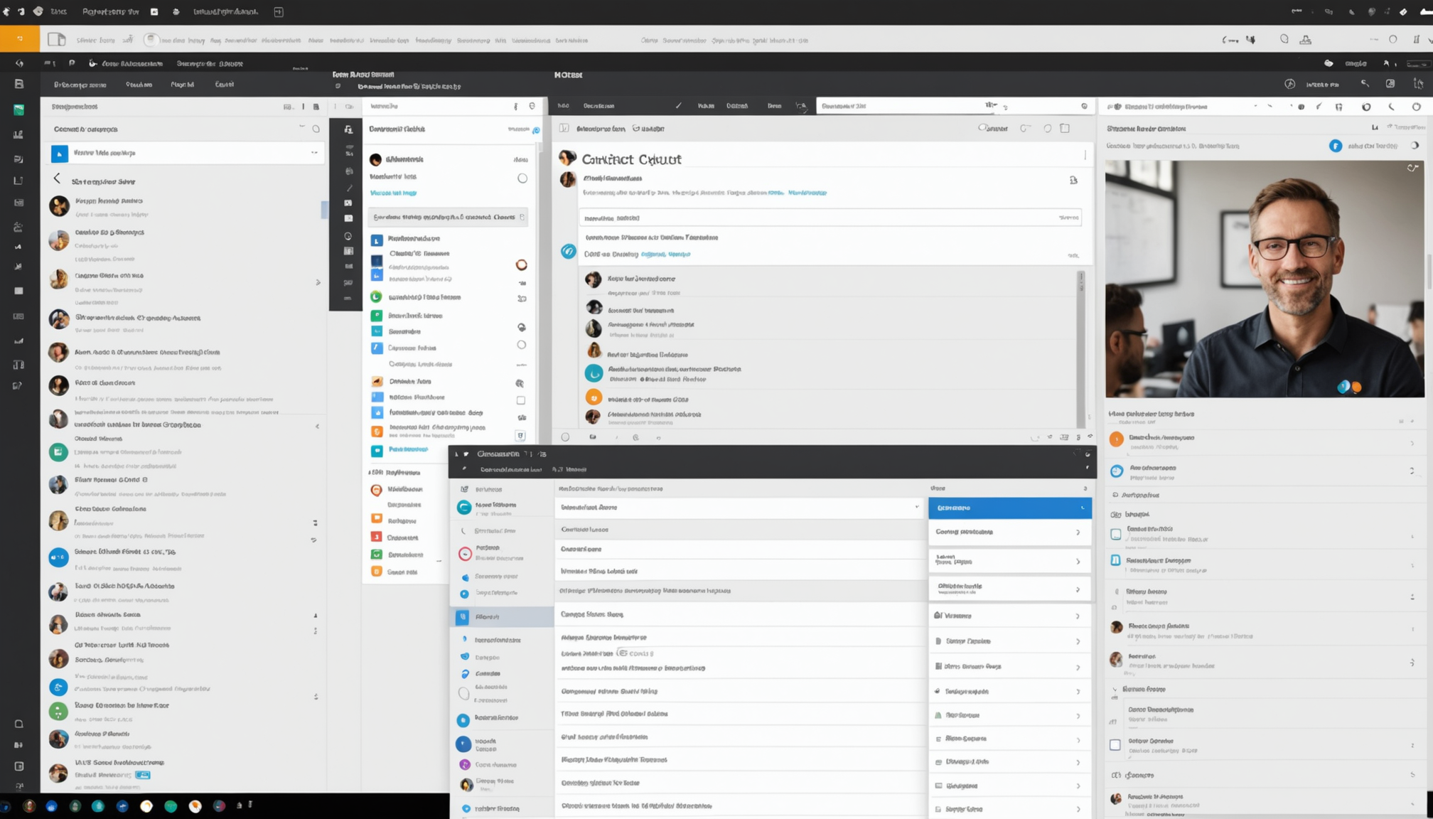 Unified email marketing and outreach management system showing segmented contacts and personalization templates side-by-side