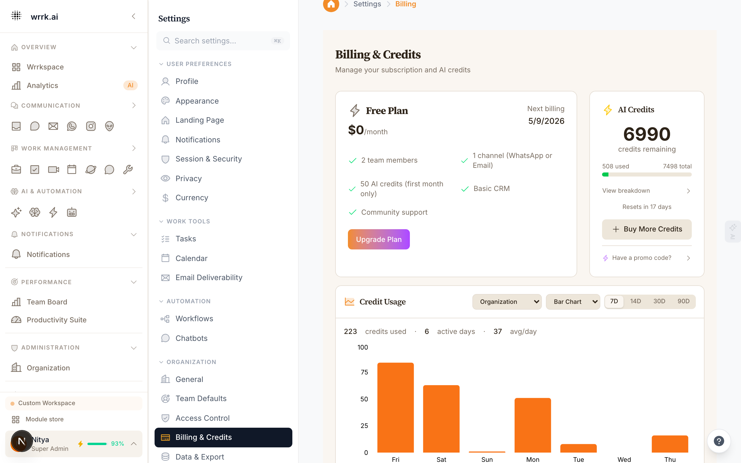 Managing Credits